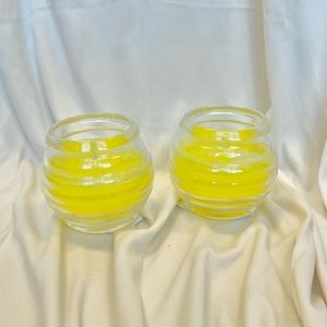 Yellow Candle in Small Textured Glass